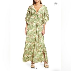 RAGA Kochi Leopard Print Plunge Maxi Dress NWT